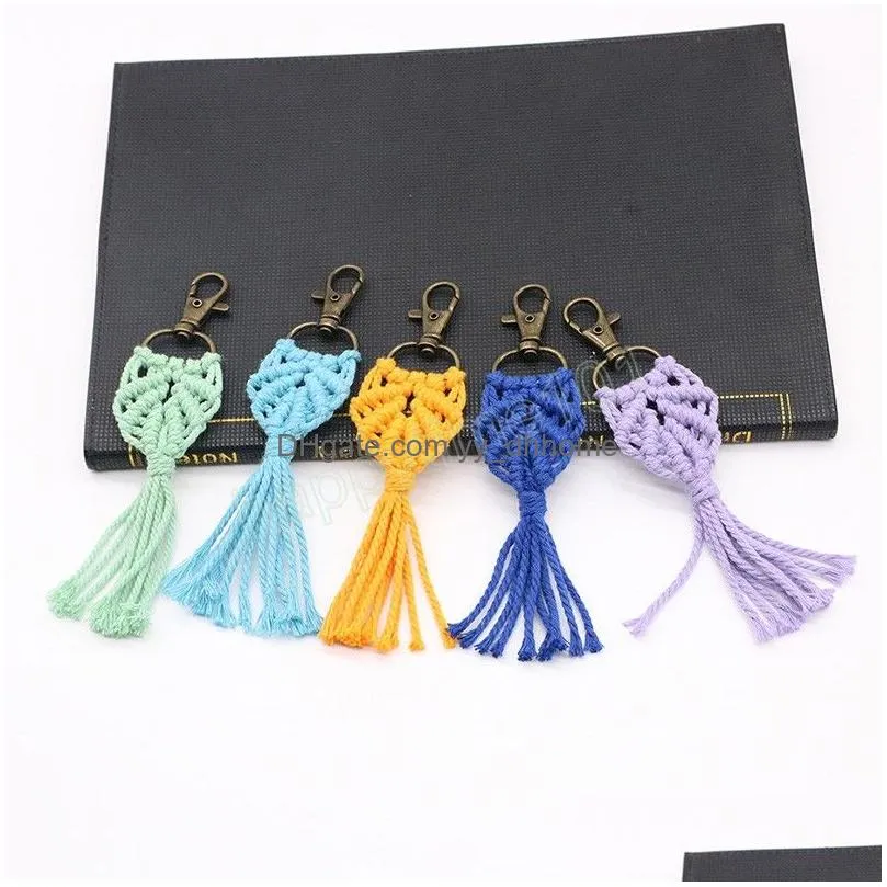 fashion handmade cotton rope tassel key chains for women key holder keyring boho macrame bag charm car hanging pendant jewelry