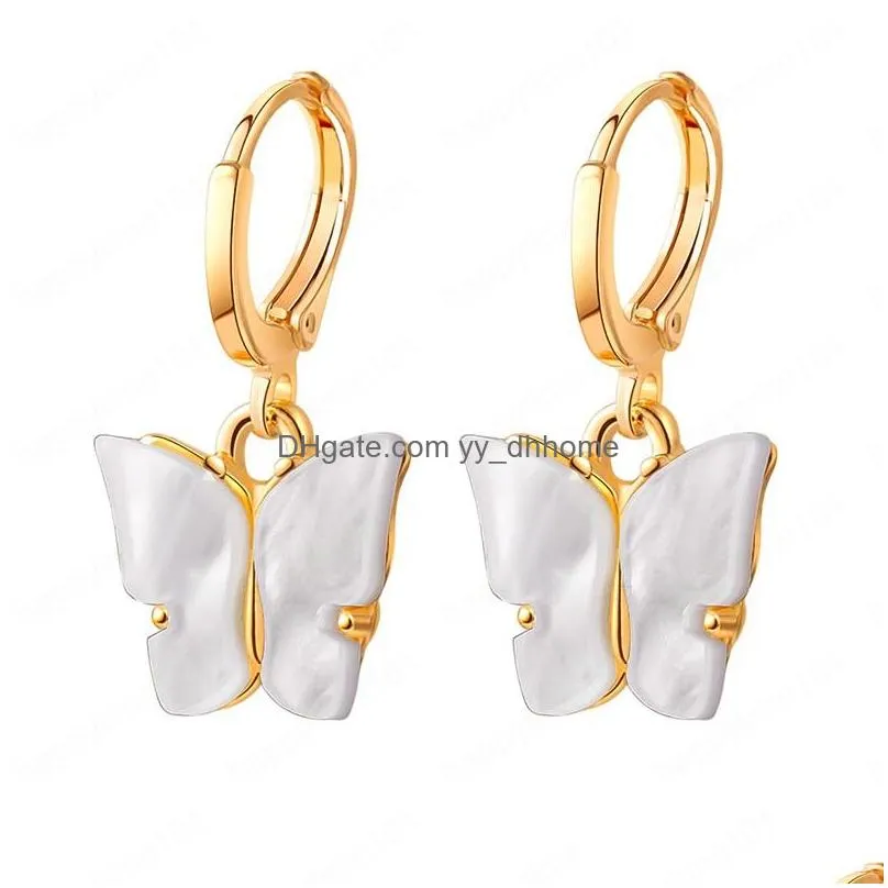 fashion women small butterfly dangle earrings animal sweet colorful acrylic earring statement girls party jewelry