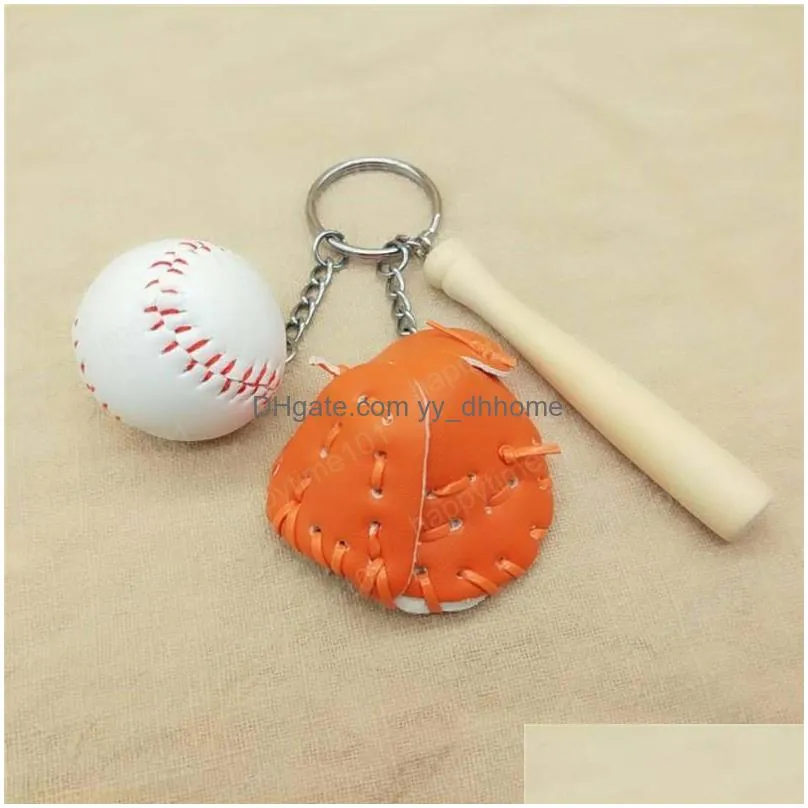 sport baseball goves keyring wood baseball bat designer keyring keychain key rings bag hangs fashion designer jewelry