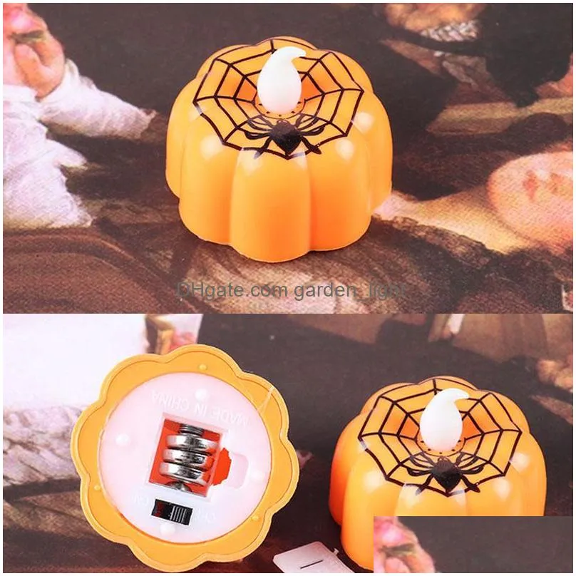 warm white pumpkin tea lights battery operated led tealight flicker flameless candle light party halloween decoration