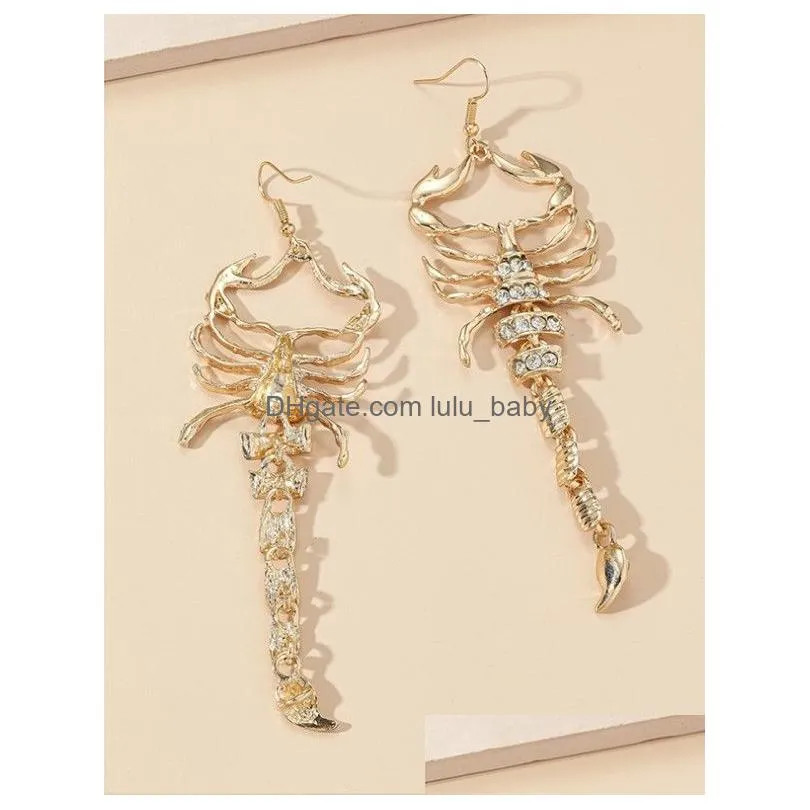 fashion jewelry exaggerated insect dangle earring for women rhinestone scorpion earrings
