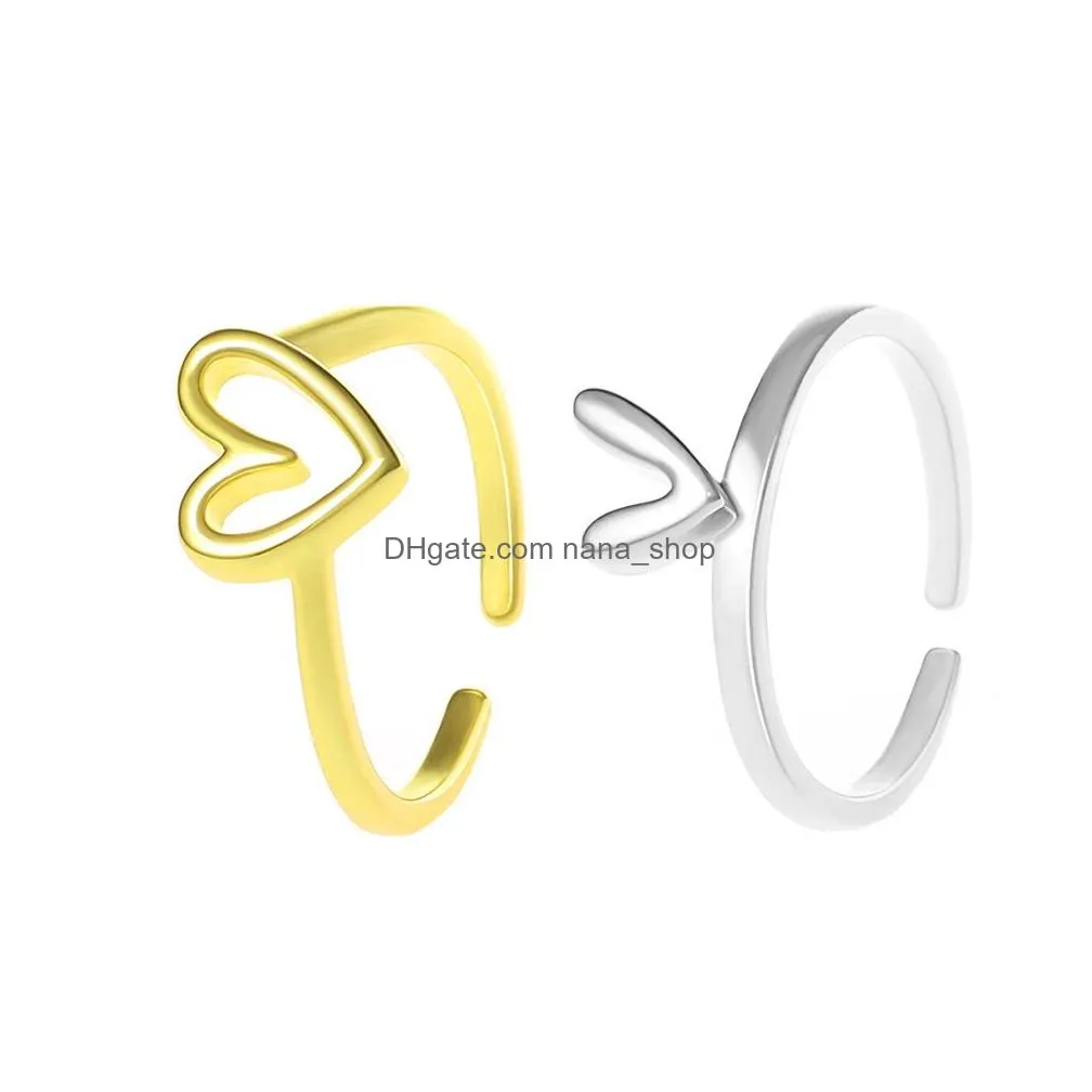 fashion jewelry love ring set for women irregular twopiece heart shape opening rings