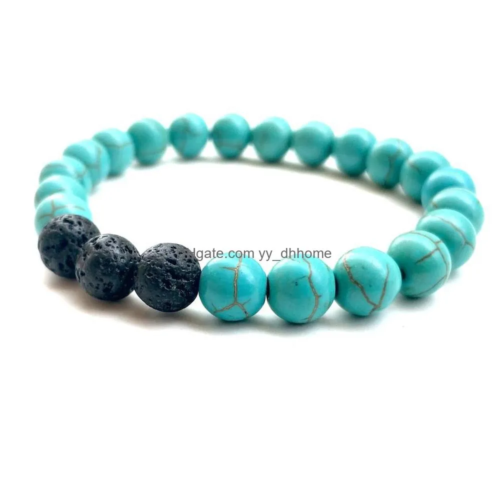  lava rock beads bracelets 8 mm fashion natural stone charm jewelry weathering stone cuffs bangles 2 styles turquoise bracelet