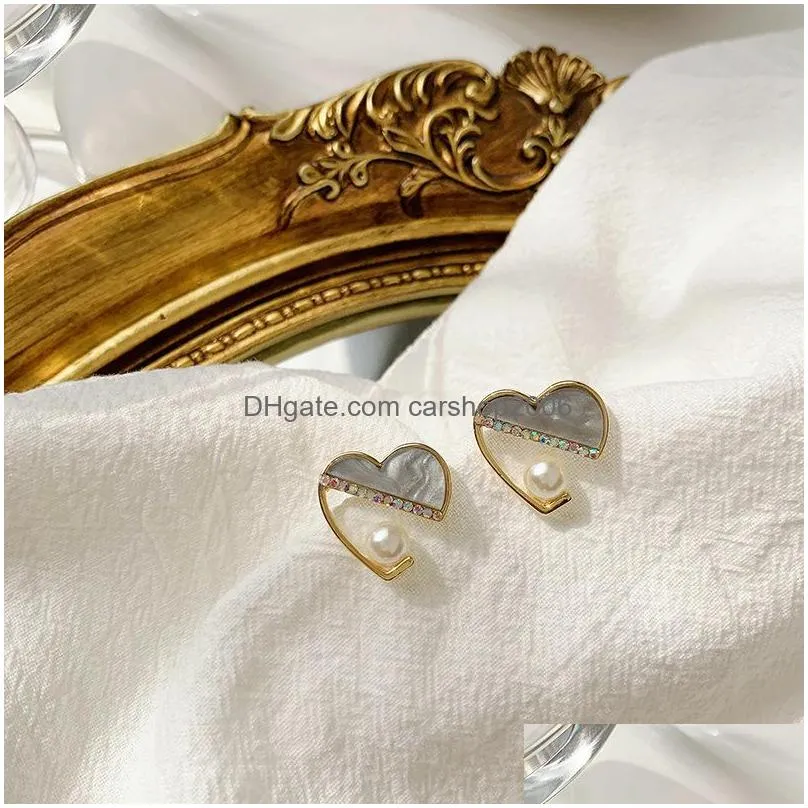 fashion jewelry s925 silver post cute love earrings pearl hollowed stud earrings