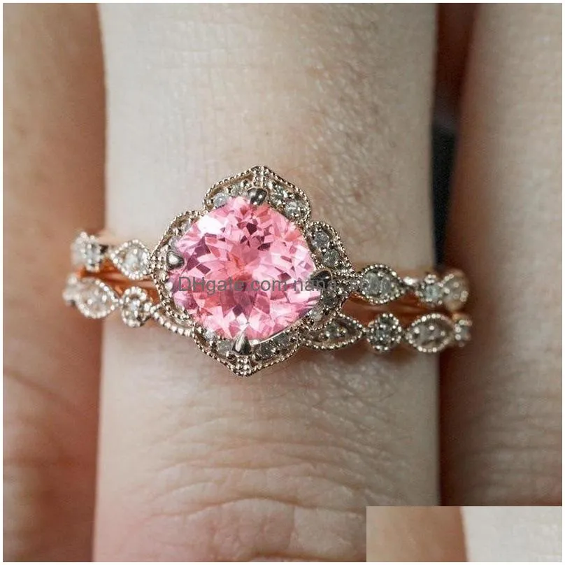 fashion jewelry luxury zircon crystal rings set engagement ring