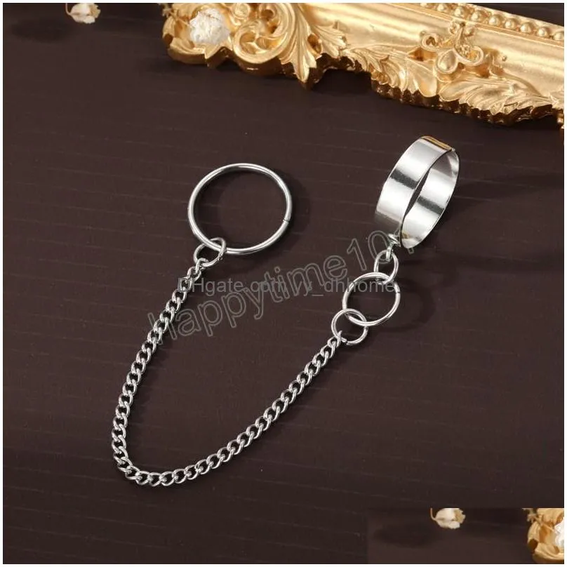 hiphop chain rings multilayer open finger ring set alloy man rings for women butterfly party gift jewelry