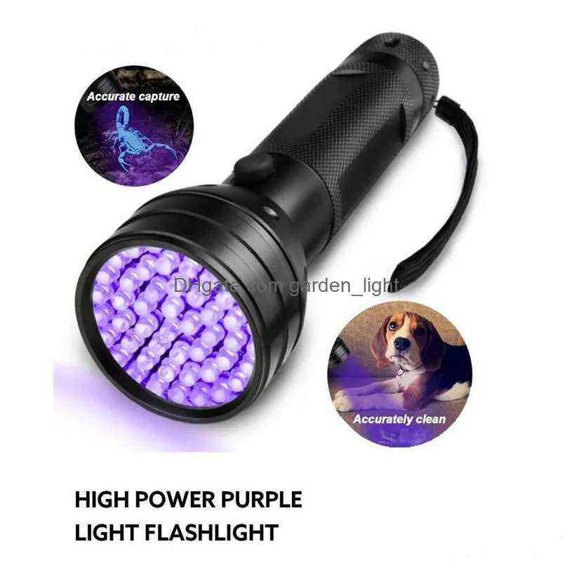 51 uv led flashlight scorpion detector hunter finder ultra violet blacklight torches torch light lamp 395nm 5w antifake money