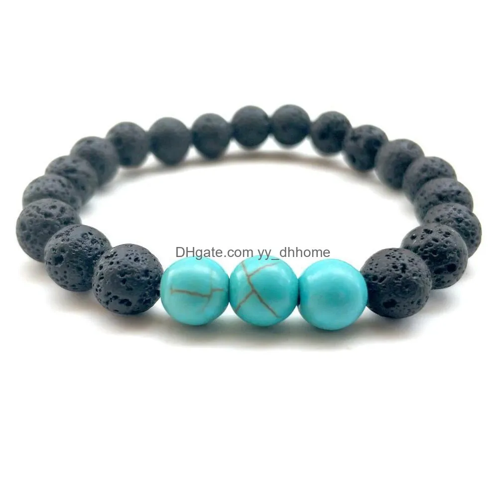  lava rock beads bracelets 8 mm fashion natural stone charm jewelry weathering stone cuffs bangles 2 styles turquoise bracelet