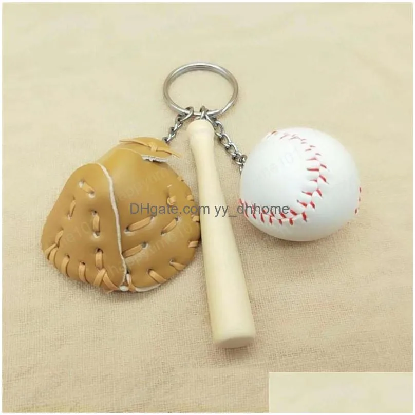 sport baseball goves keyring wood baseball bat designer keyring keychain key rings bag hangs fashion designer jewelry