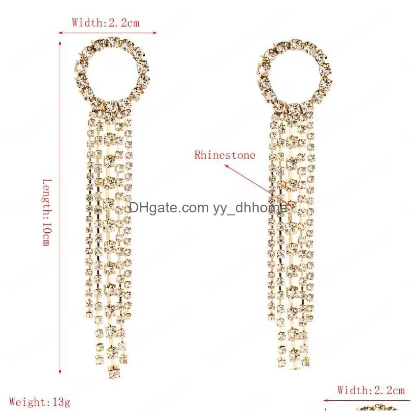 luxury crystal tassel earring for woman elegant sparkly rhinestone statement dangle earrings bridal wedding jewelry