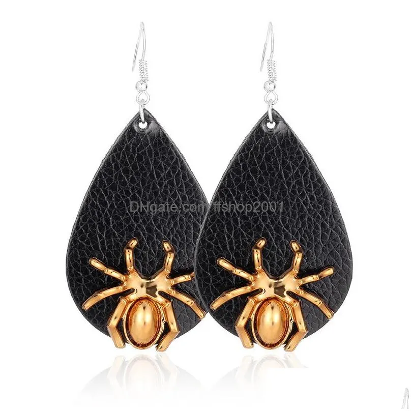 fashion jewelry pu leather earrings spider faux leather dangle earrings