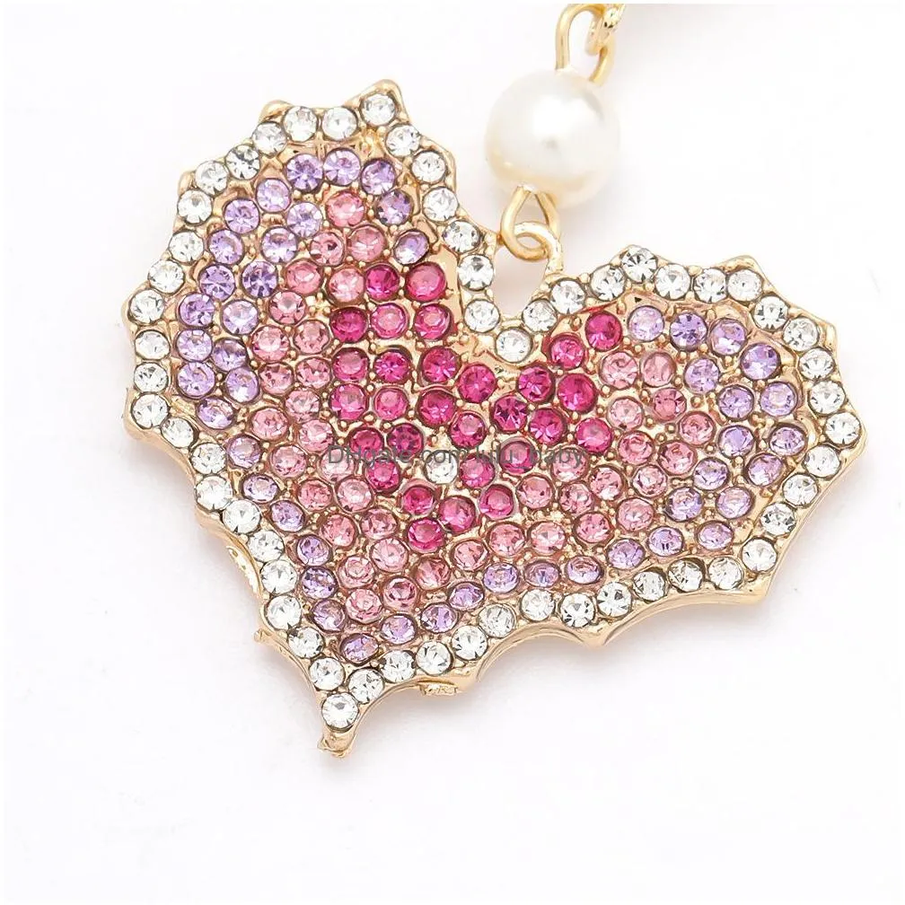 fashion jewelry multilayer gradient heartshaped diamond rhinstone earrings heart dangle stud earrings