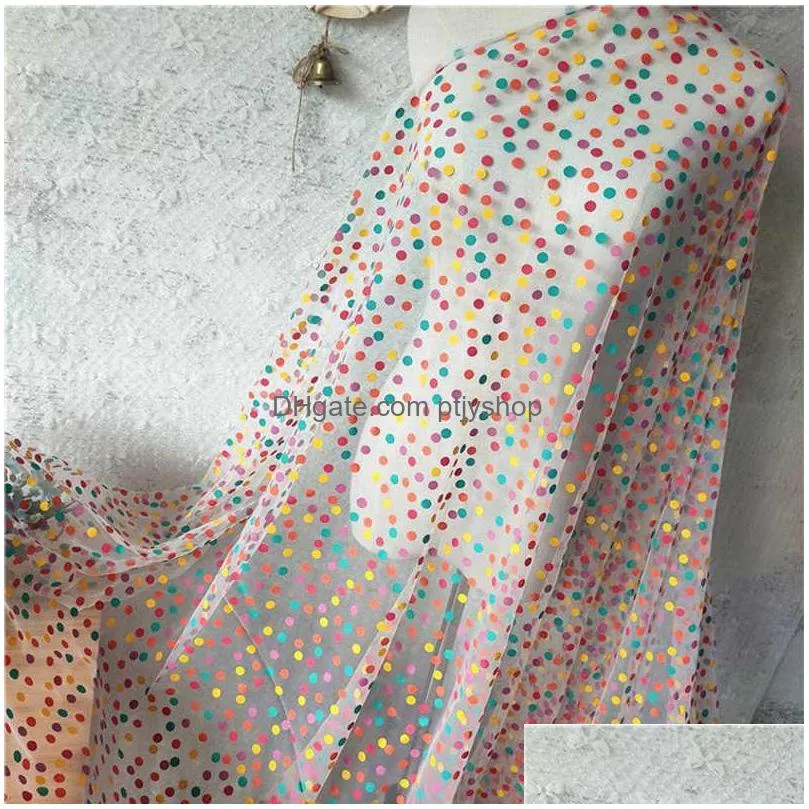 white black soft rainbow polka dots tulle fabric swiss net fabric and printed dots for girl dress skirt by the yard 210702256p