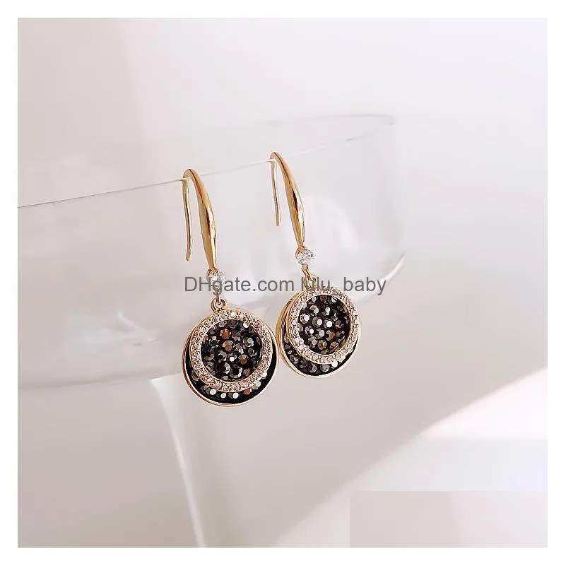 fashion jewelry geometry circle black diamond earring women elegant earrings