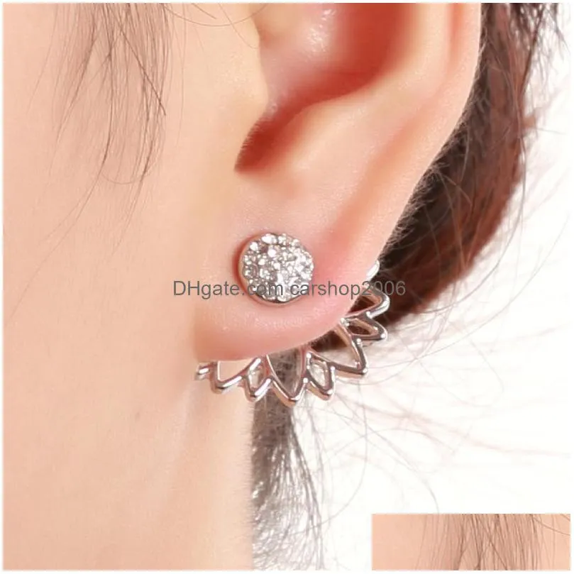 europe fashion jewelry rhinstone hollow out flower stud earrings lady earrings