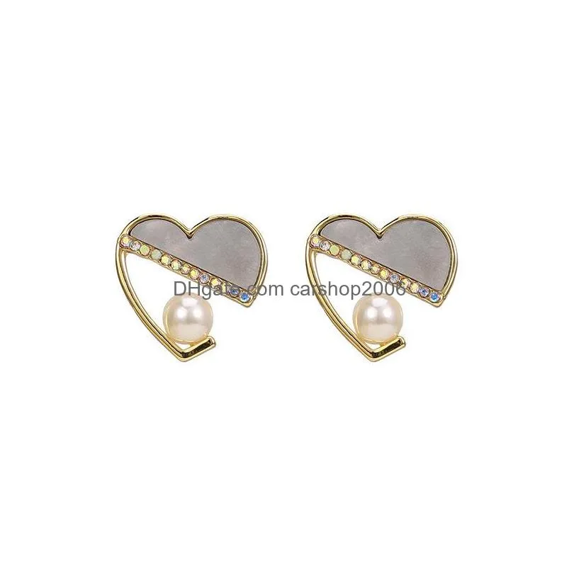 fashion jewelry s925 silver post cute love earrings pearl hollowed stud earrings