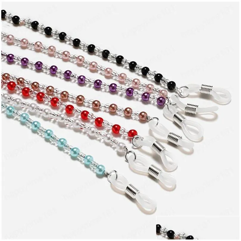fashion reading eyewear glasses chain for glasses non slip beaded sunglasses rope acrylic pink lanyards rope accessories
