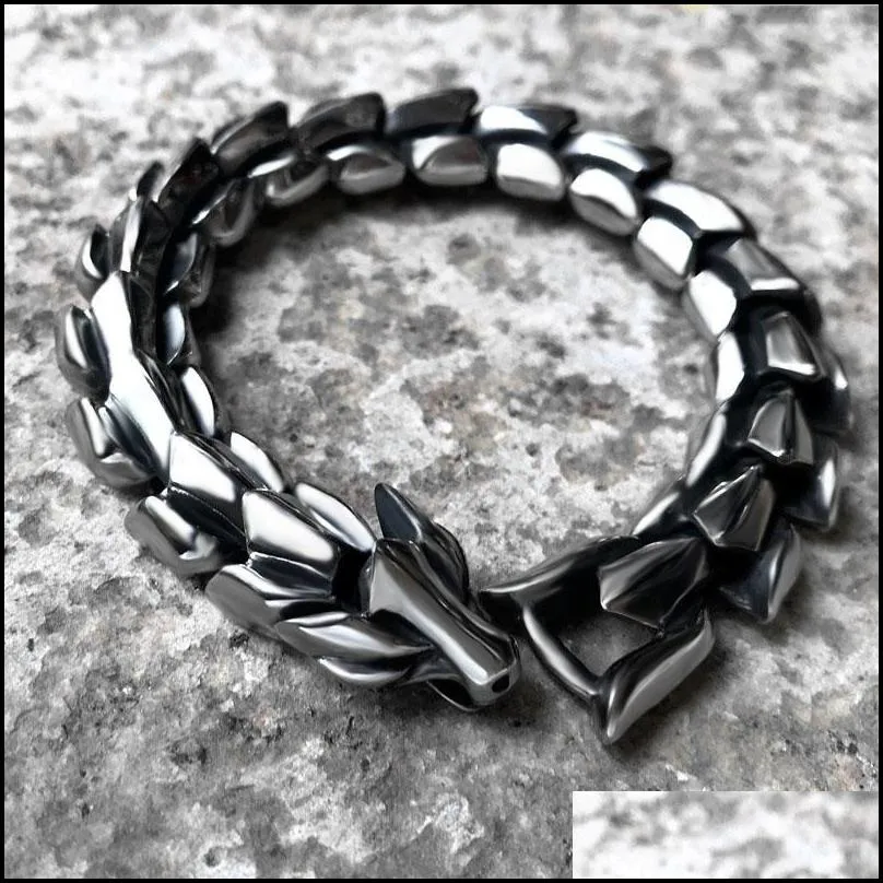 personality domineering dragon bracelet for retro silver color metal jewelry gift