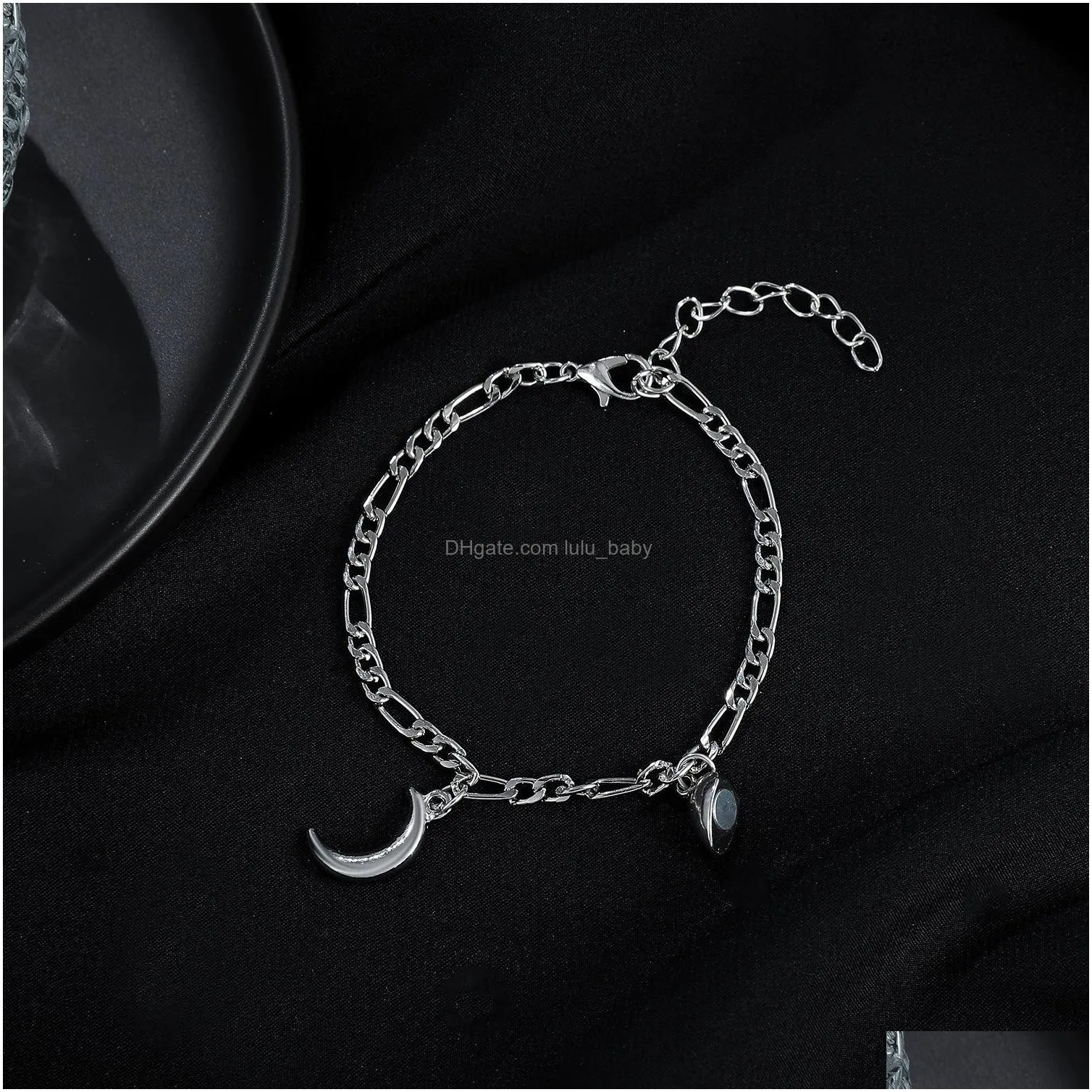 fashion jewelry sun moon charm magnetic stainless steel bracelet man woman couples lovers bracelets adjustable ornaments