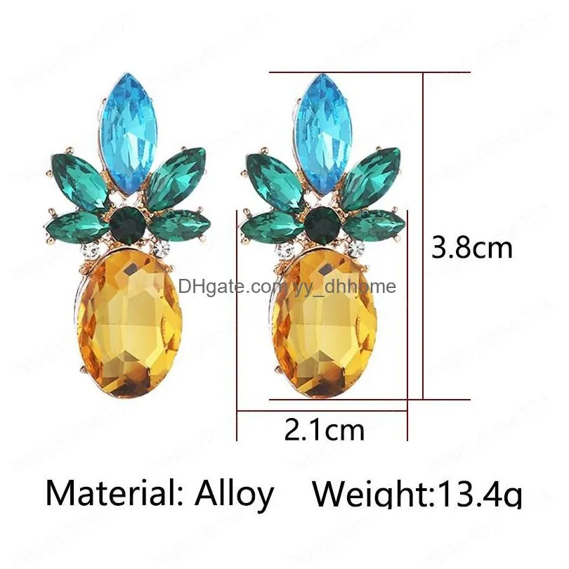  fashion jewelry womens rhinestone pineapple dangle stud earrings lady cute earrings