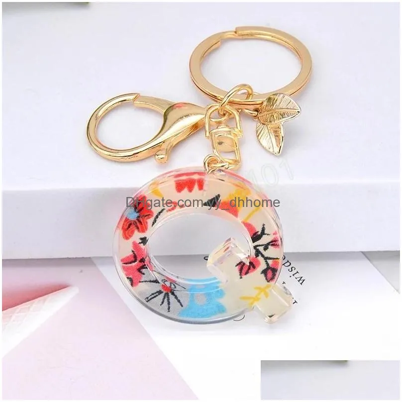 colorful az english letter keychains handbag acrylic plastic charms pendant ornament key ring holder jewelry gifts accessories