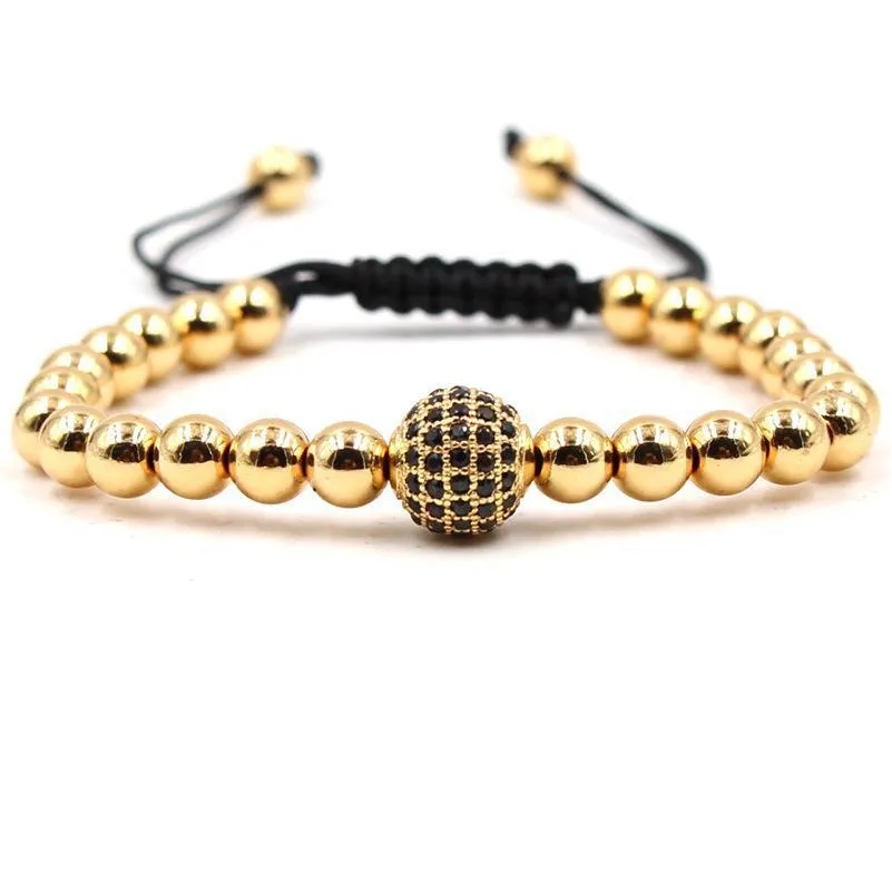 fashion jewelry beaded bracelet zircon pave bead rope braided men women gold beaded classic bangles luxury adjustable bracelets