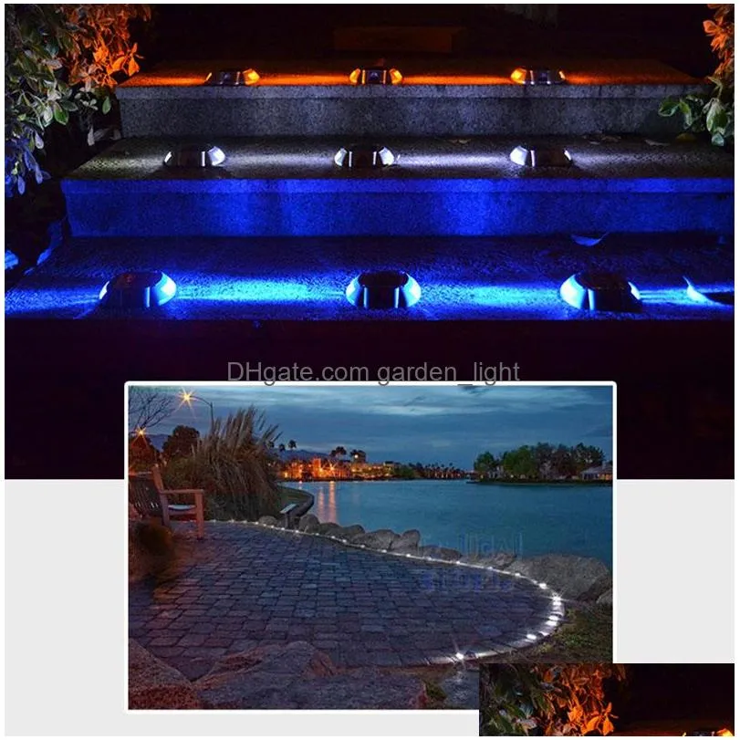 solar powered road stud deck light driveway pathway stair lights studs marker pathway light 6 led white red blue yellow