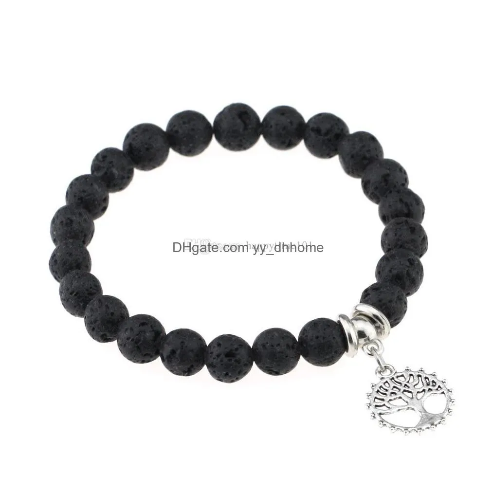 12 styles est fashion natural lava stone prayer beads charms bracelets antifatigue volcanic rock mens womens diffuser jewelry