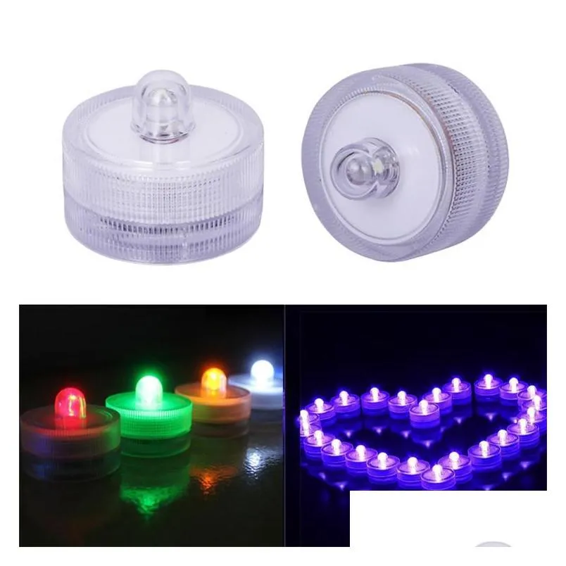 led submersible waterproof tea lights led decoration candle underwater lamp wedding party indoor lighting for fish tank pond 12pcs/set