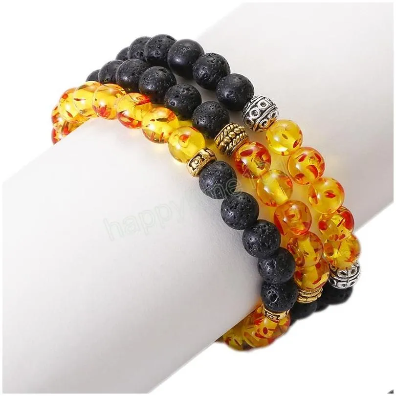 charm stone bracelet 8mm volcanic lava beads elastic bracelets fashion jewerly for men women gift pulsera hombre