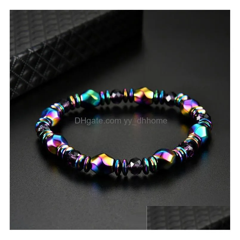  magnetite stone colorful black gallstone beaded bracelets magnetic hematite health bracelet for women men jewelry