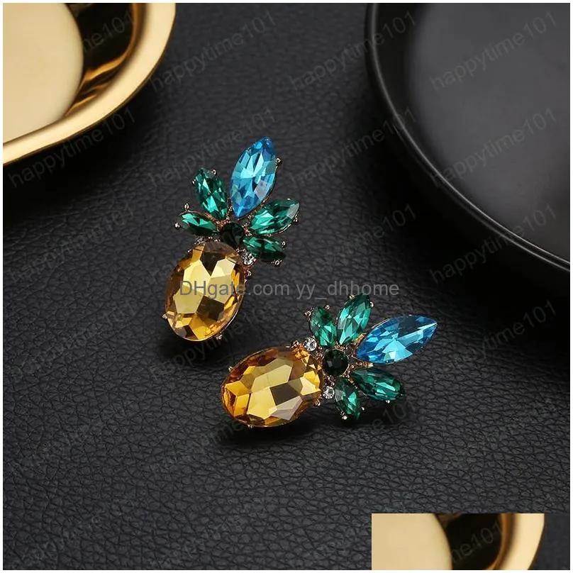  fashion jewelry womens rhinestone pineapple dangle stud earrings lady cute earrings