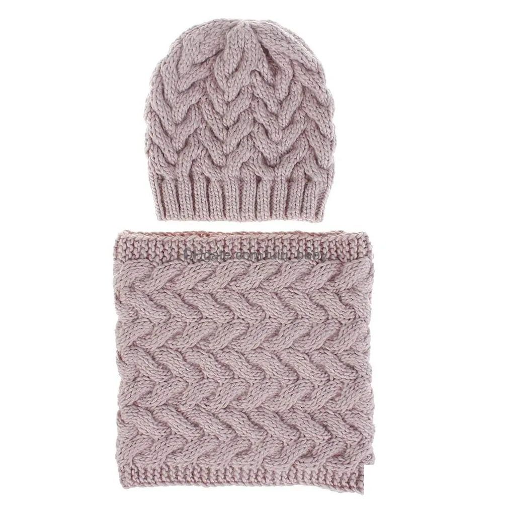 autumn winter womens knit hat add neck warm 2pcs set beanies cap hat crochet hat warm neckerchief