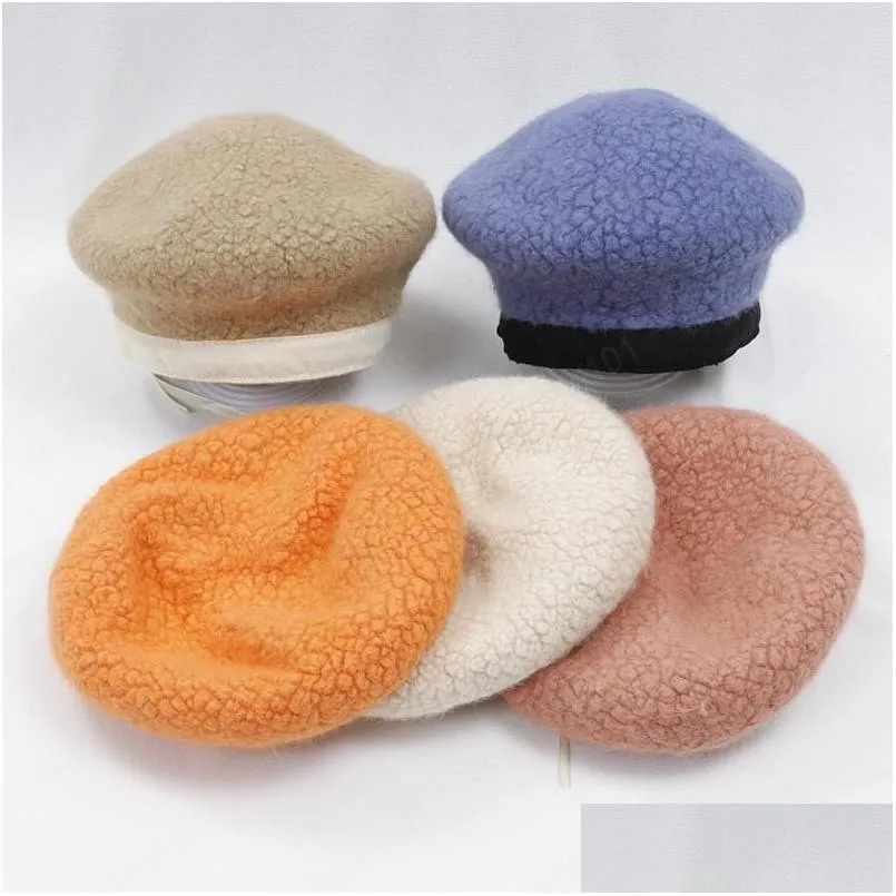 womens fashion winter berets luxury elegant cotton beret hollow out wool decorative hand hooked autumn ladies hat