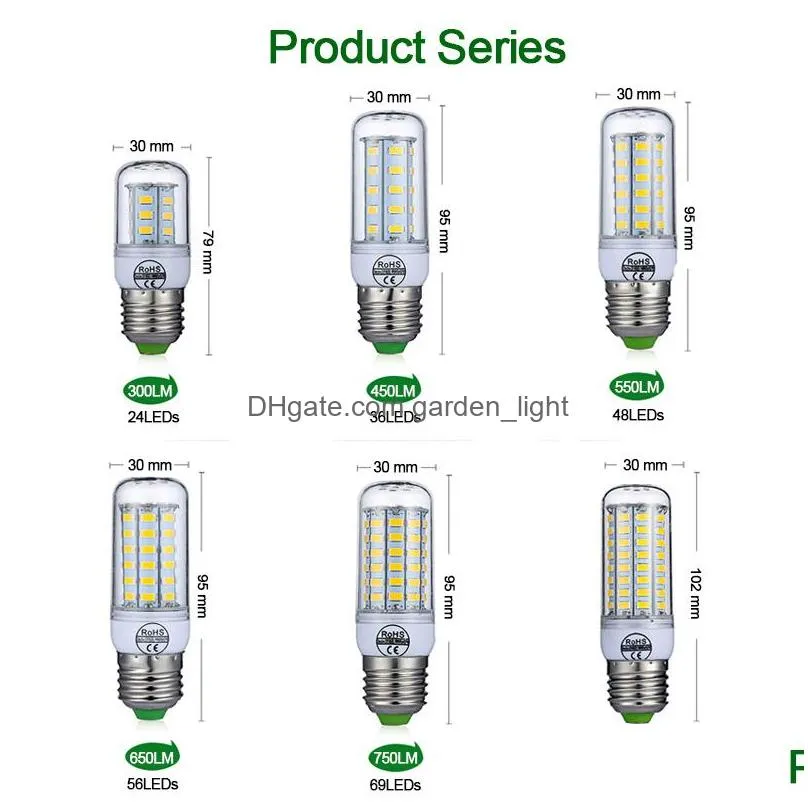 e27 e14 smd5730 led lamp 7w 12w 15w 18w 20w 22w 220v corn lights led bulbs chandelier 48 56 69 72 leds