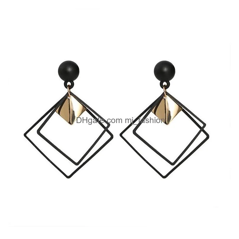 fashion jewelry womens square dangle stud earrings lady geometry earrings