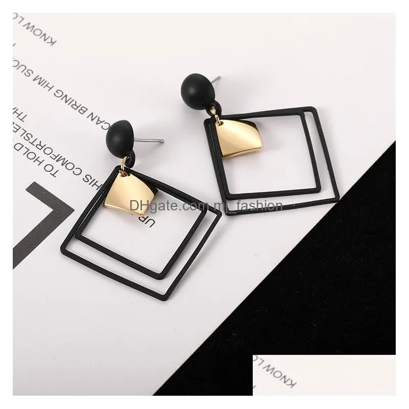 fashion jewelry womens square dangle stud earrings lady geometry earrings