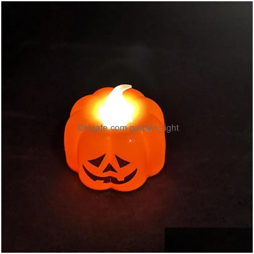 warm white pumpkin tea lights battery operated led tealight flicker flameless candle light party halloween decoration