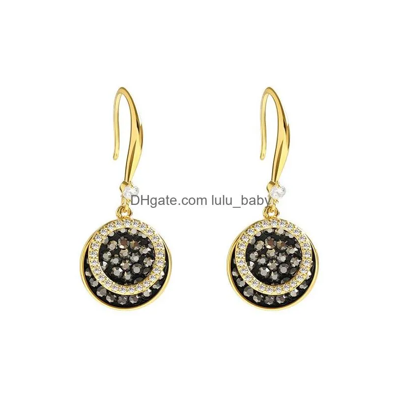 fashion jewelry geometry circle black diamond earring women elegant earrings