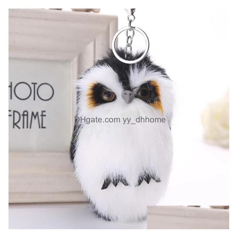 cartoon fluffy owl keychains for women cute owl animal pendant key chain holder car bag charms key accessories jewelry gifts