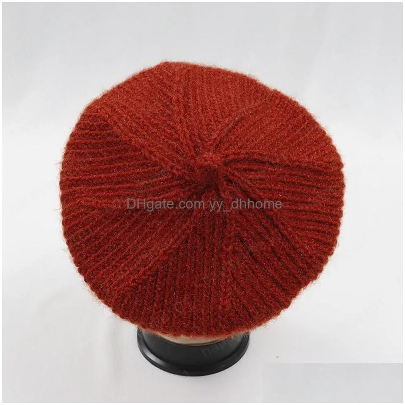 womens knitting winter berets luxury elegant cotton beret hollow out decorative hand hooked autumn ladies hat