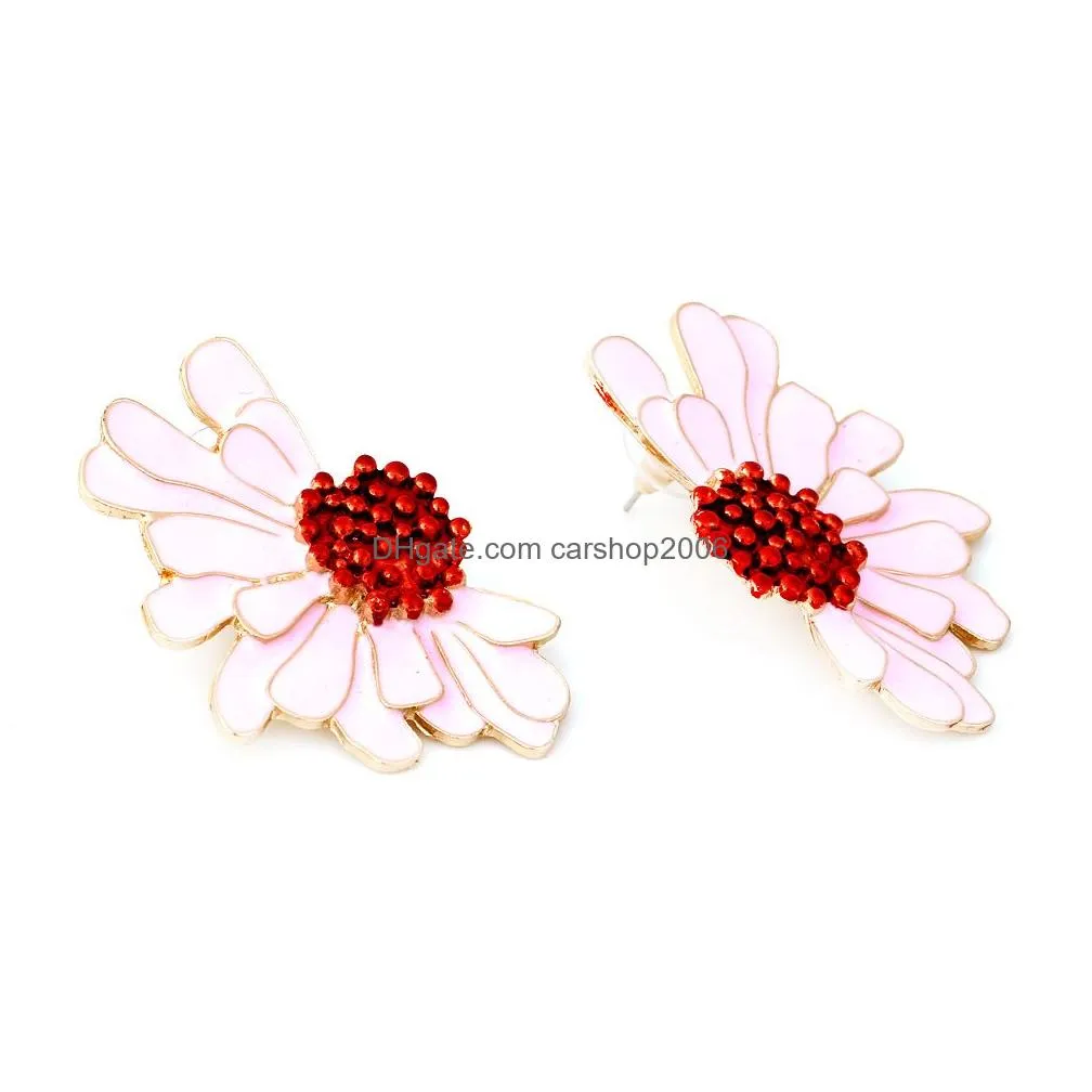 fashion jewelry flower stud earrings for women enamel daisy earrings