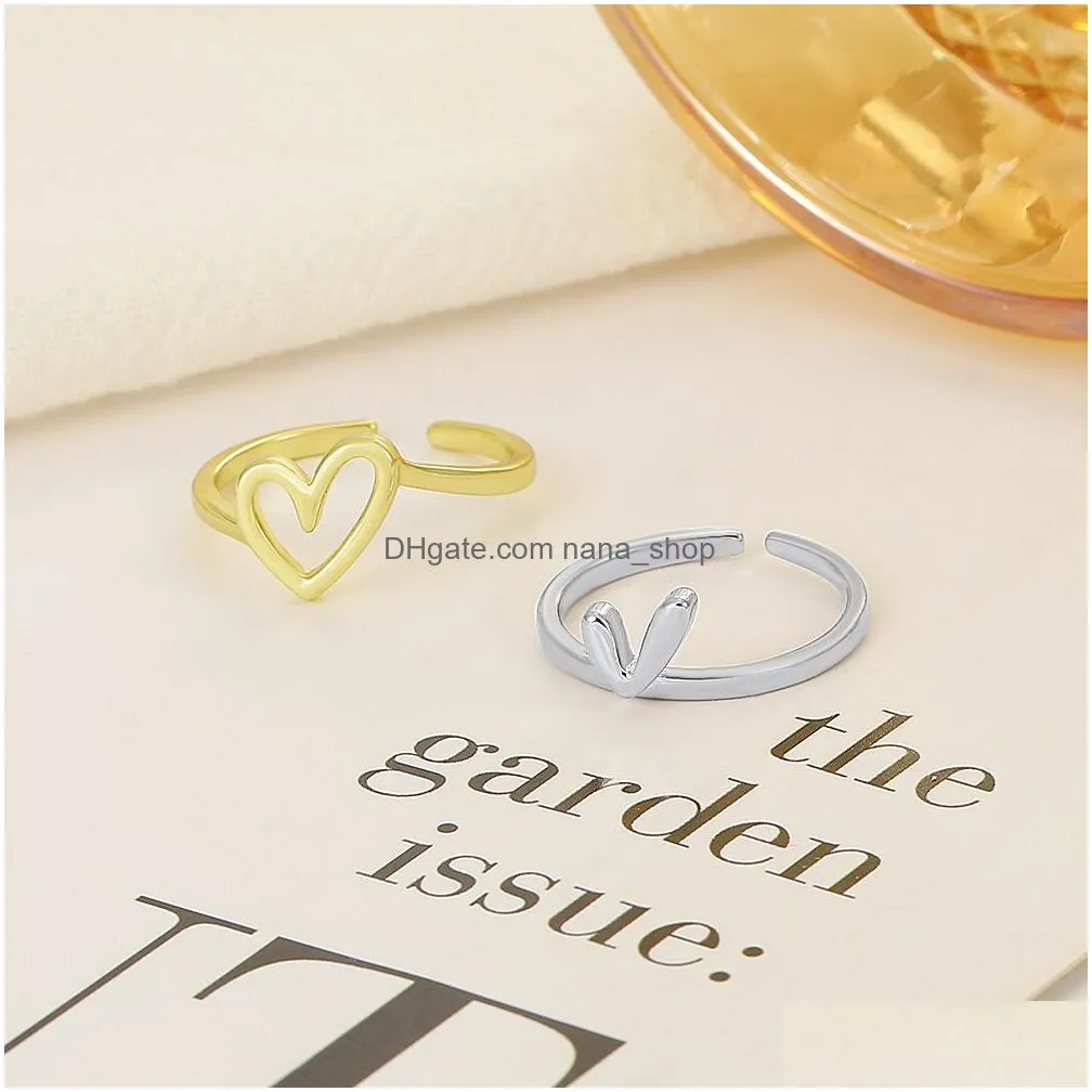 fashion jewelry love ring set for women irregular twopiece heart shape opening rings