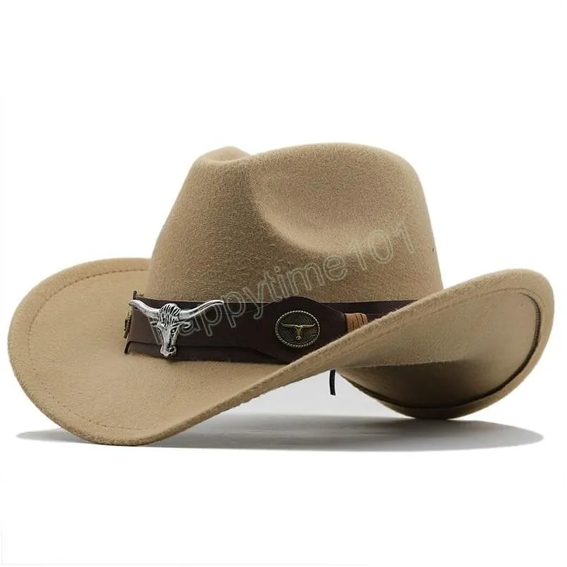 wome men black wool chapeu western  hat gentleman jazz sombrero hombre cap cowgirl hats size 5658cm