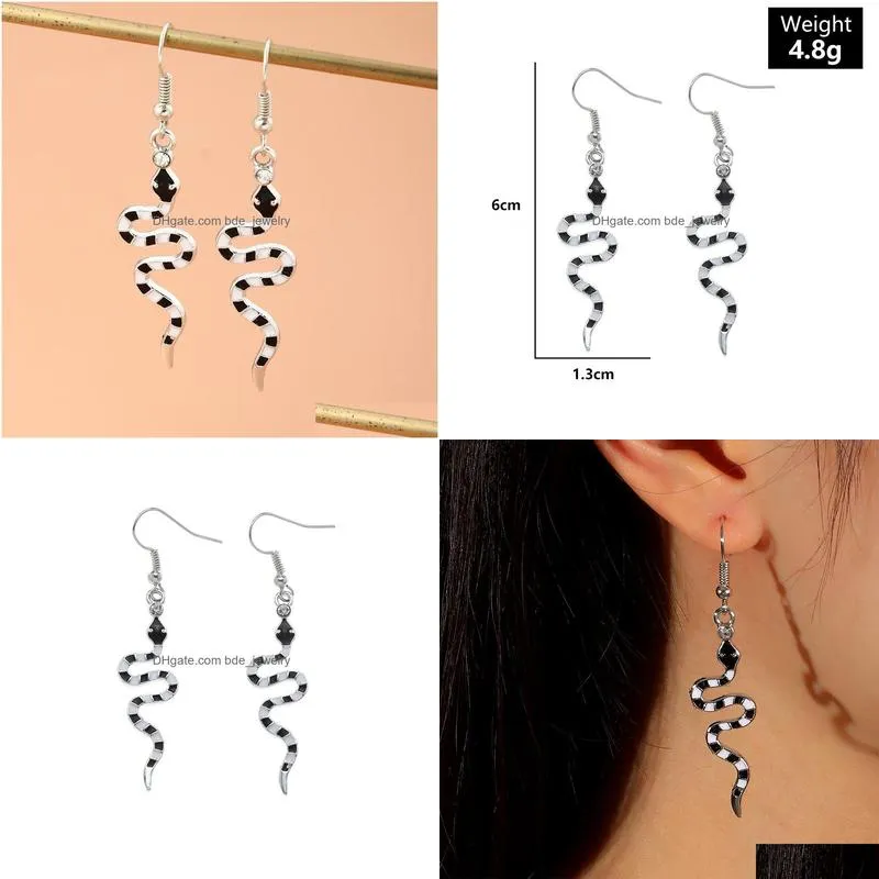 fashion jewelry black white snake earrings for women snakes dangle earrings