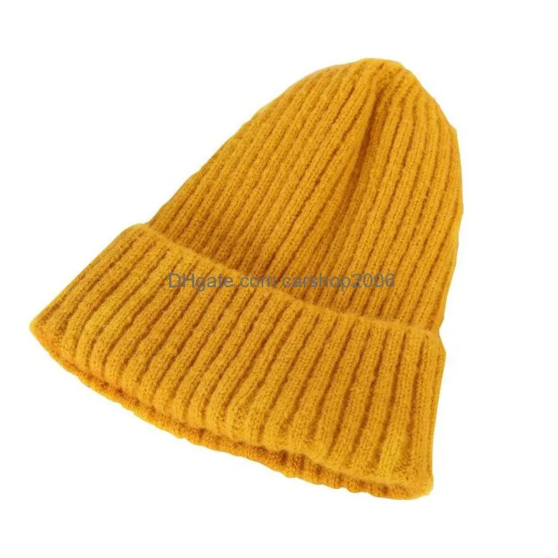 autumn winter women knitted hat candy color warm beanie wool ball caps knitting hats