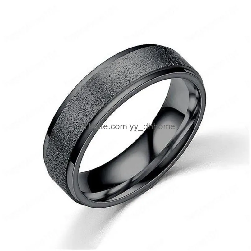 frosted ring band finger stainless steel dull polish rings silver gold women men fashion jewelry