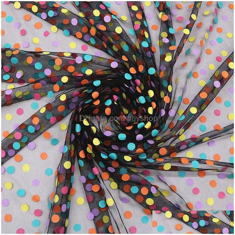 white black soft rainbow polka dots tulle fabric swiss net fabric and printed dots for girl dress skirt by the yard 210702256p