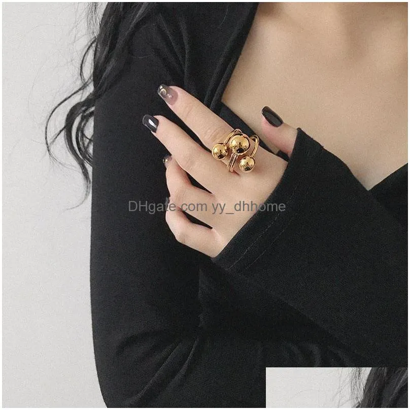 jewelry ring silver color special designer ball geometric cool hip hop wide rings gold fashion finger ring jewelry