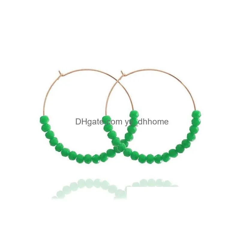 2020 trendy handmade glass beaded drop dangle earrings round gold alloy hoop earrings fashion jewelry gift for women